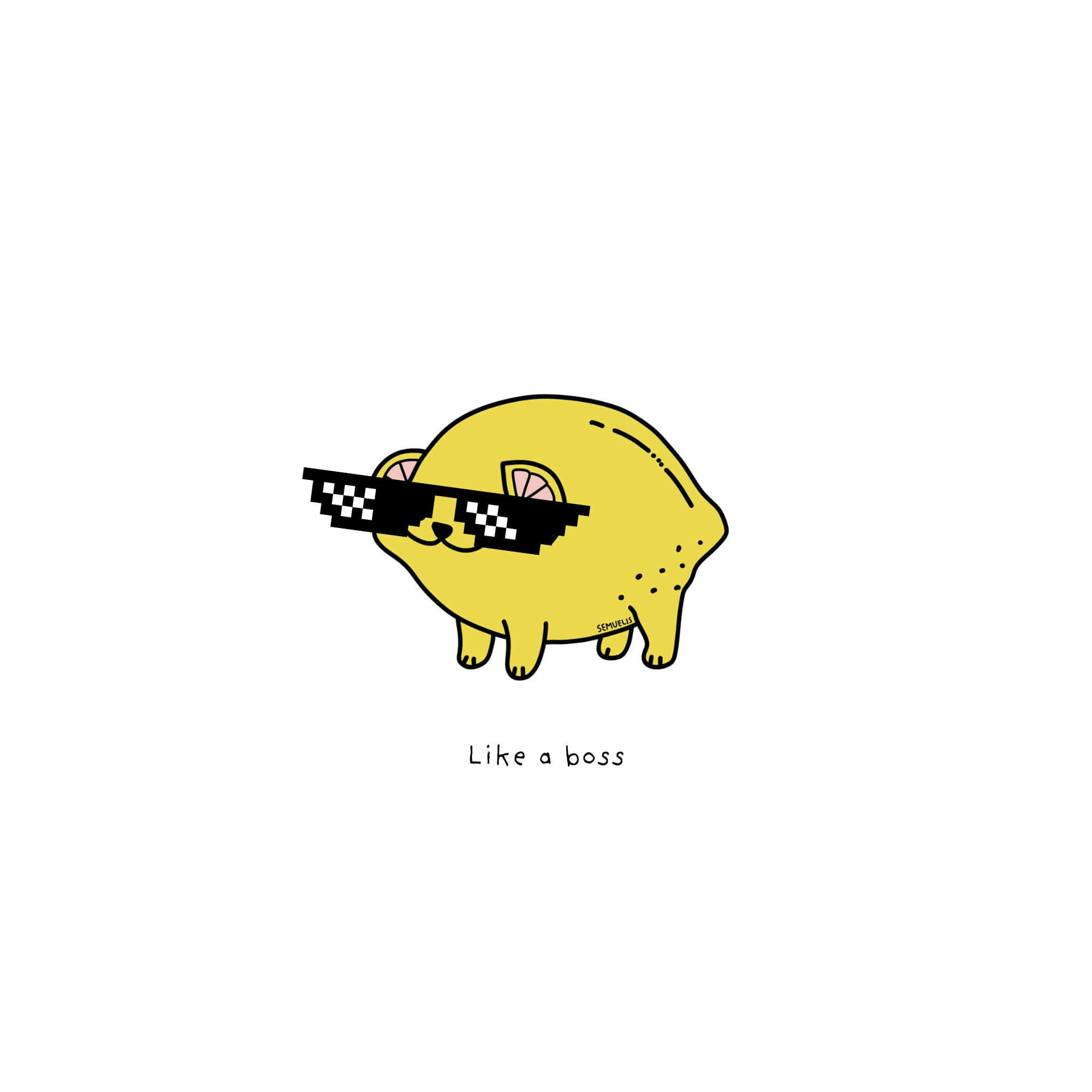 Citromutt like a boss - deal with it lemon dog meme