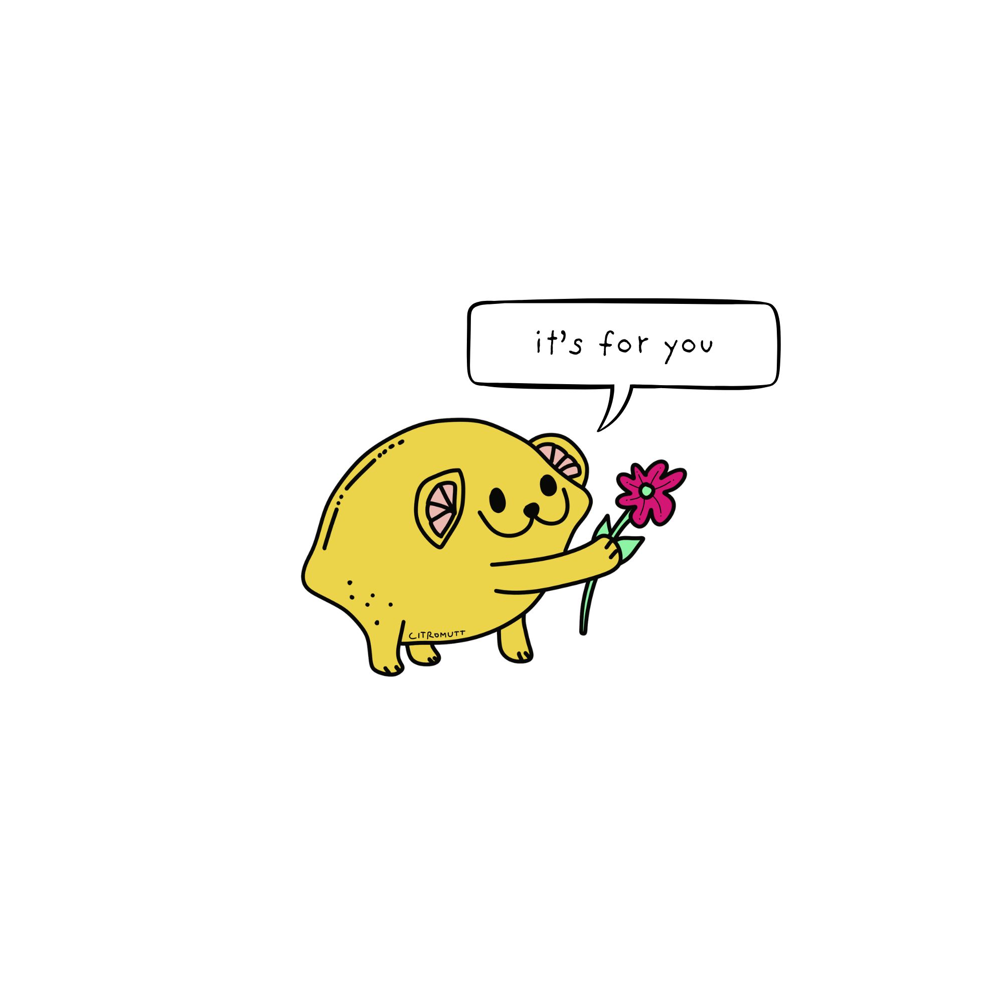 It's for you - cute citromutt lemon dog with a flower